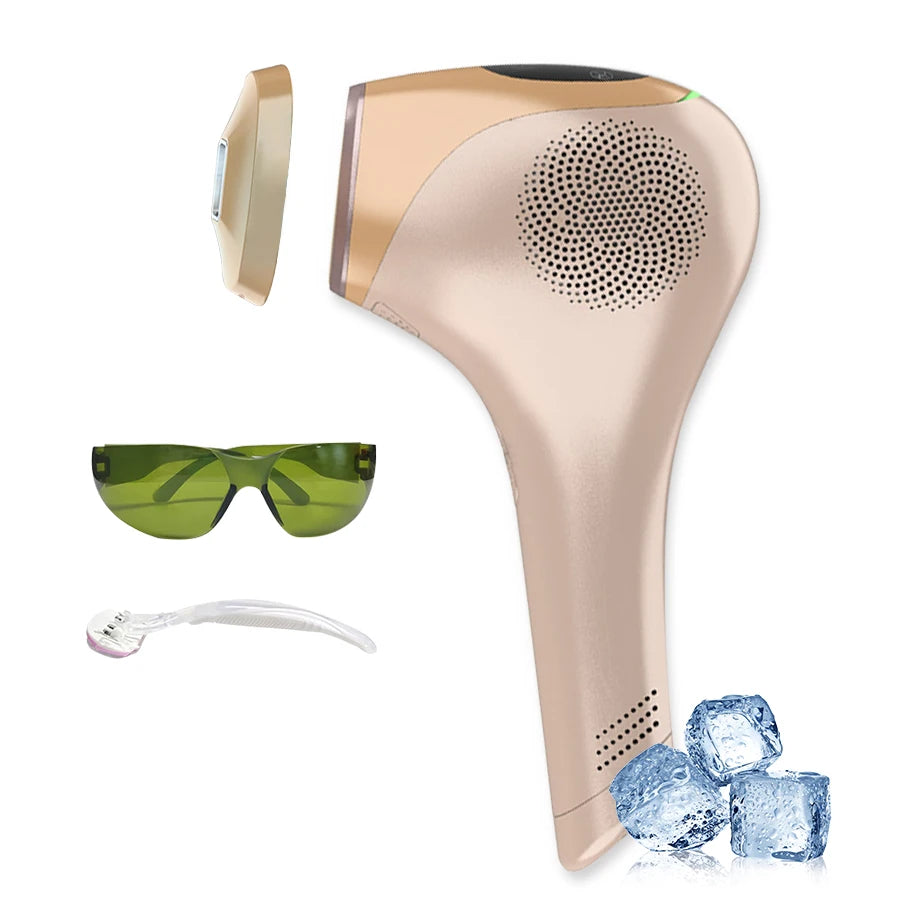 Handhold Laser Hair Remova for Women Cool IPL Epilator 2 Windows Painless for Whole Body Cold Touch LCD Home Permanent Trimmer