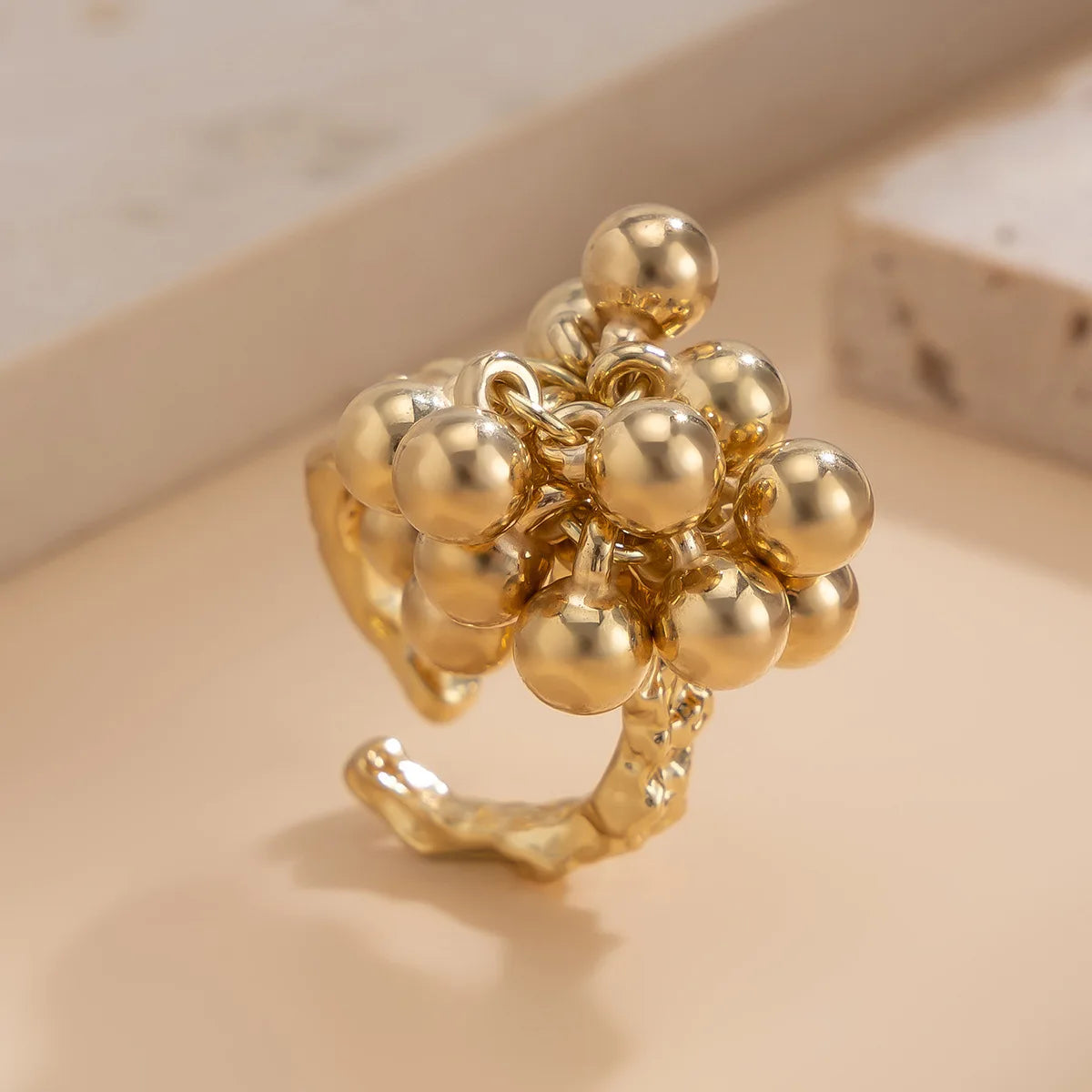 Simple CCB Small Metal Ball Ring for Women Men 2025 Punk Hip Hop Geometric Open Vintage Finger Ring Female Jewelry Gifts