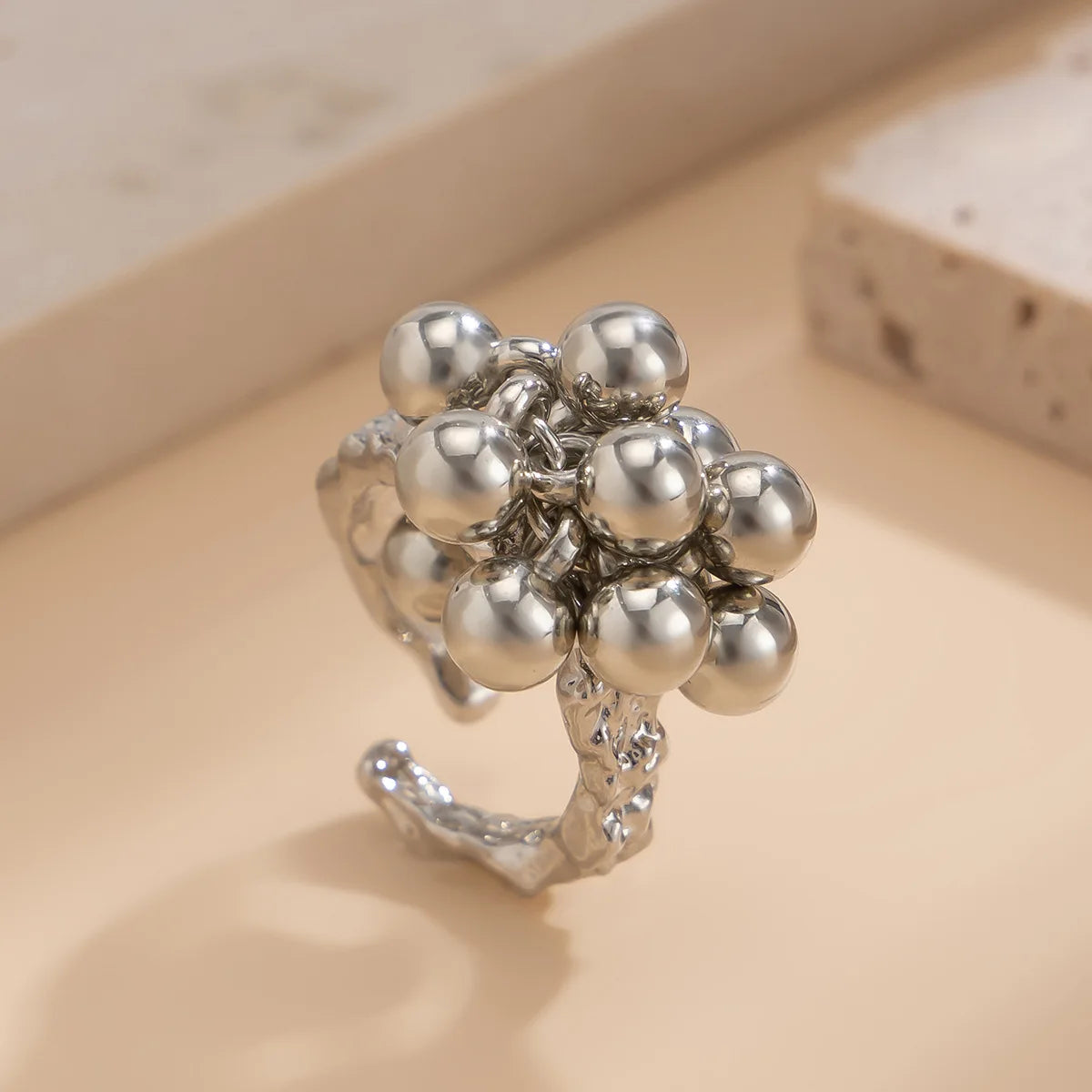 Simple CCB Small Metal Ball Ring for Women Men 2025 Punk Hip Hop Geometric Open Vintage Finger Ring Female Jewelry Gifts