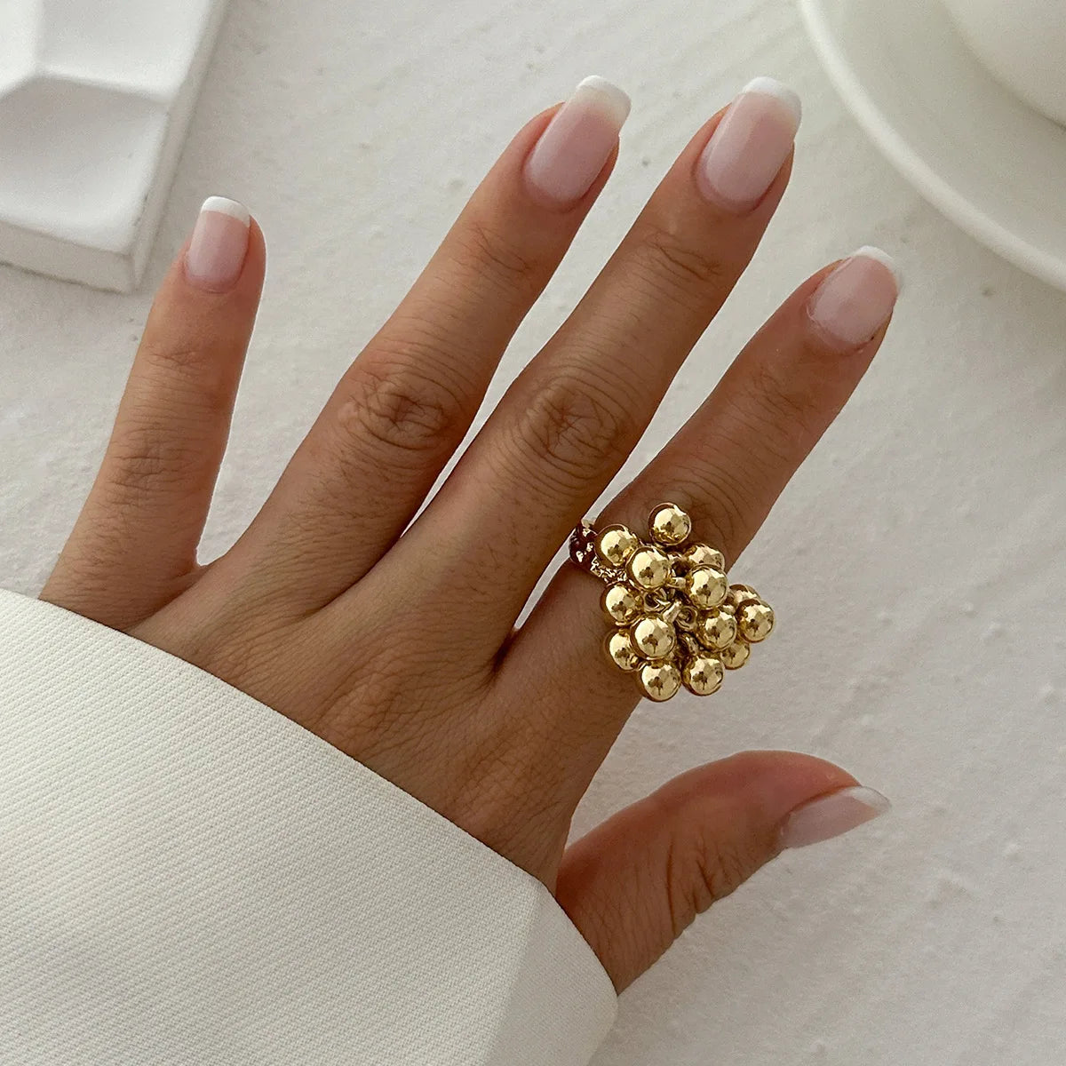 Simple CCB Small Metal Ball Ring for Women Men 2025 Punk Hip Hop Geometric Open Vintage Finger Ring Female Jewelry Gifts