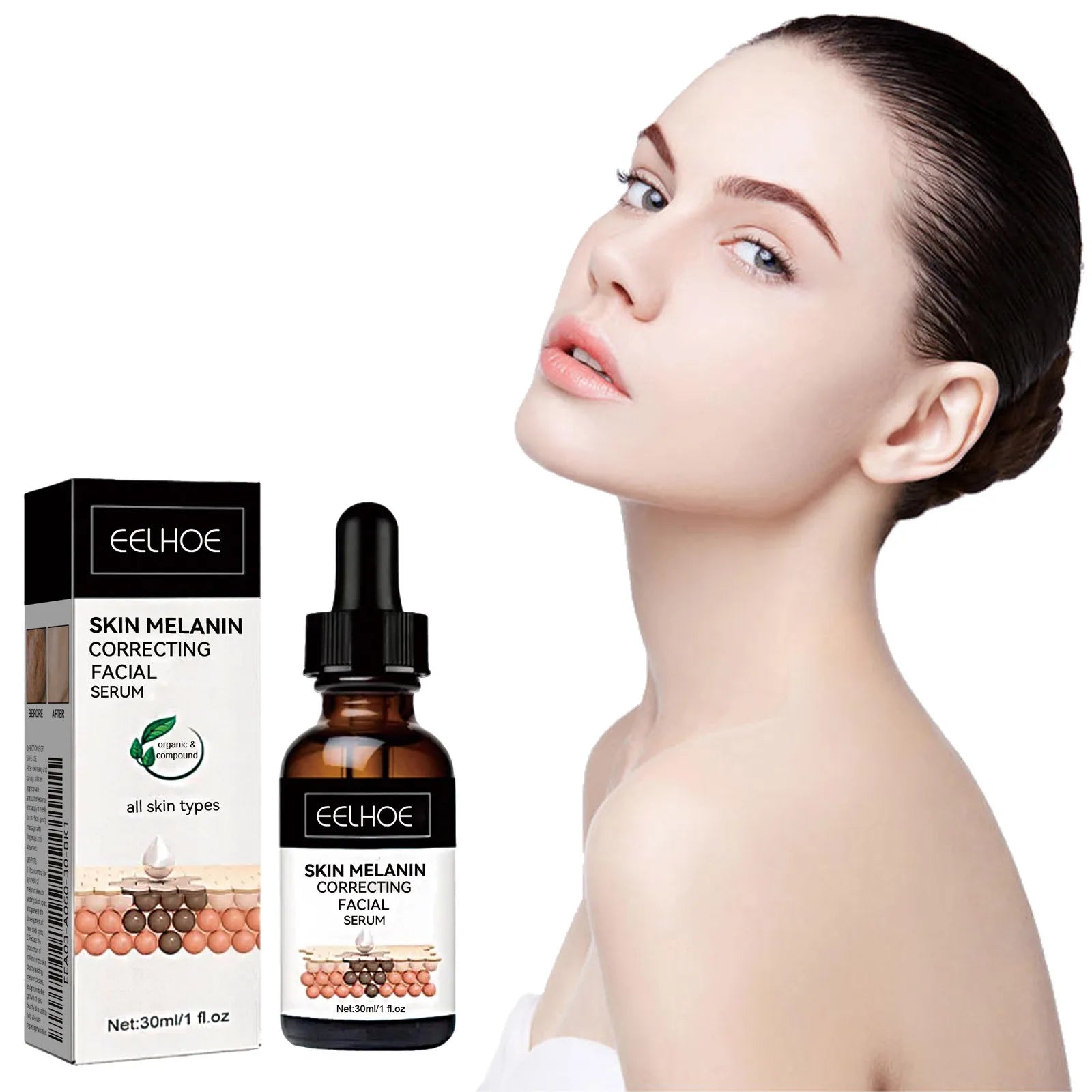 Skin Melanin Correcting Facial Serum Anti Freckles Melasma Dull Skin Nourishing Lighten Melanin Dark Spots Correcting Glow Serum