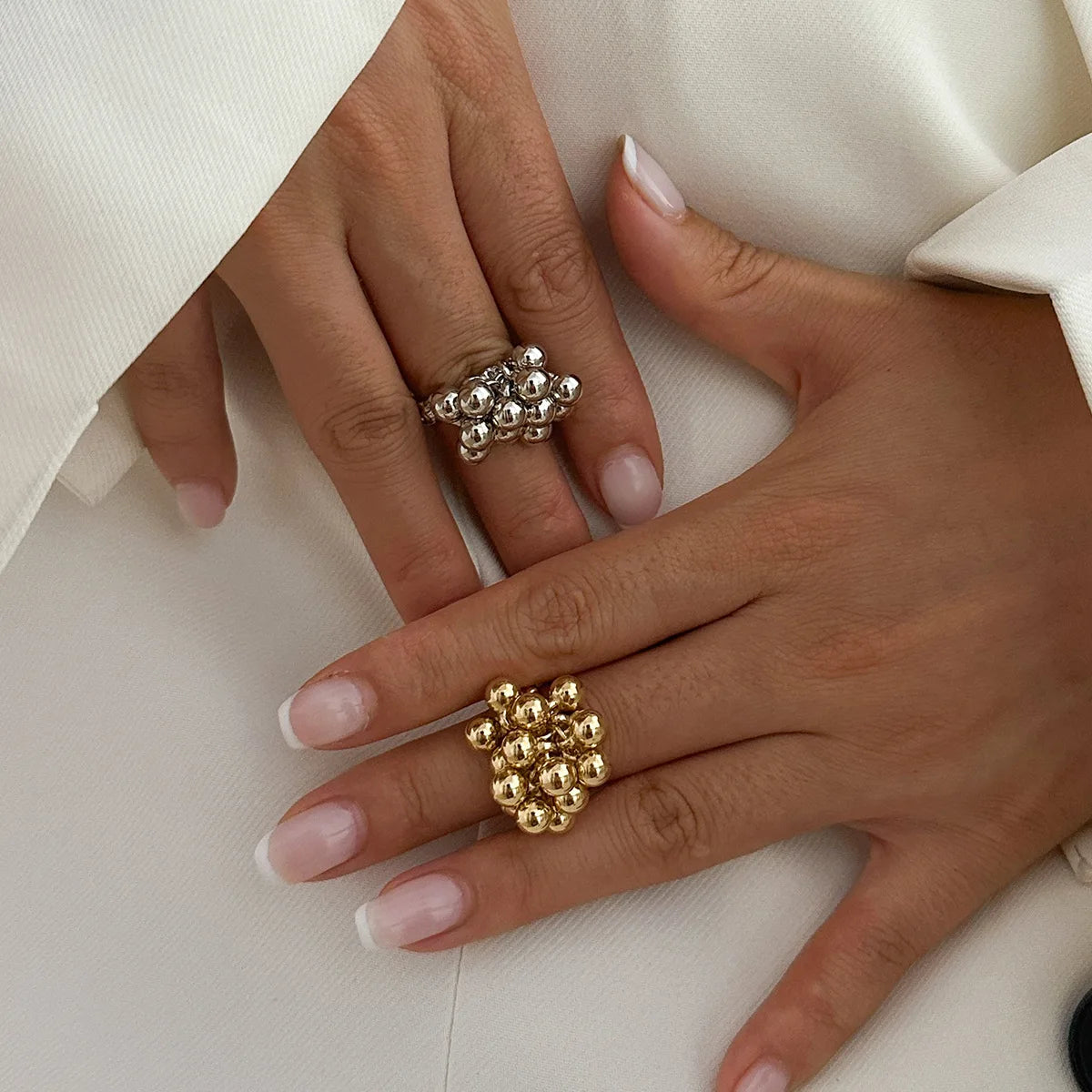 Simple CCB Small Metal Ball Ring for Women Men 2025 Punk Hip Hop Geometric Open Vintage Finger Ring Female Jewelry Gifts