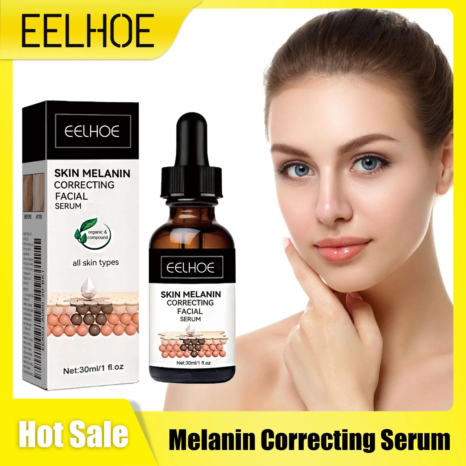 Skin Melanin Correcting Facial Serum Anti Freckles Melasma Dull Skin Nourishing Lighten Melanin Dark Spots Correcting Glow Serum