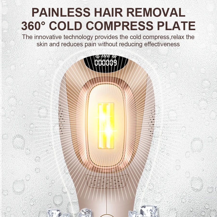 Handhold Laser Hair Remova for Women Cool IPL Epilator 2 Windows Painless for Whole Body Cold Touch LCD Home Permanent Trimmer